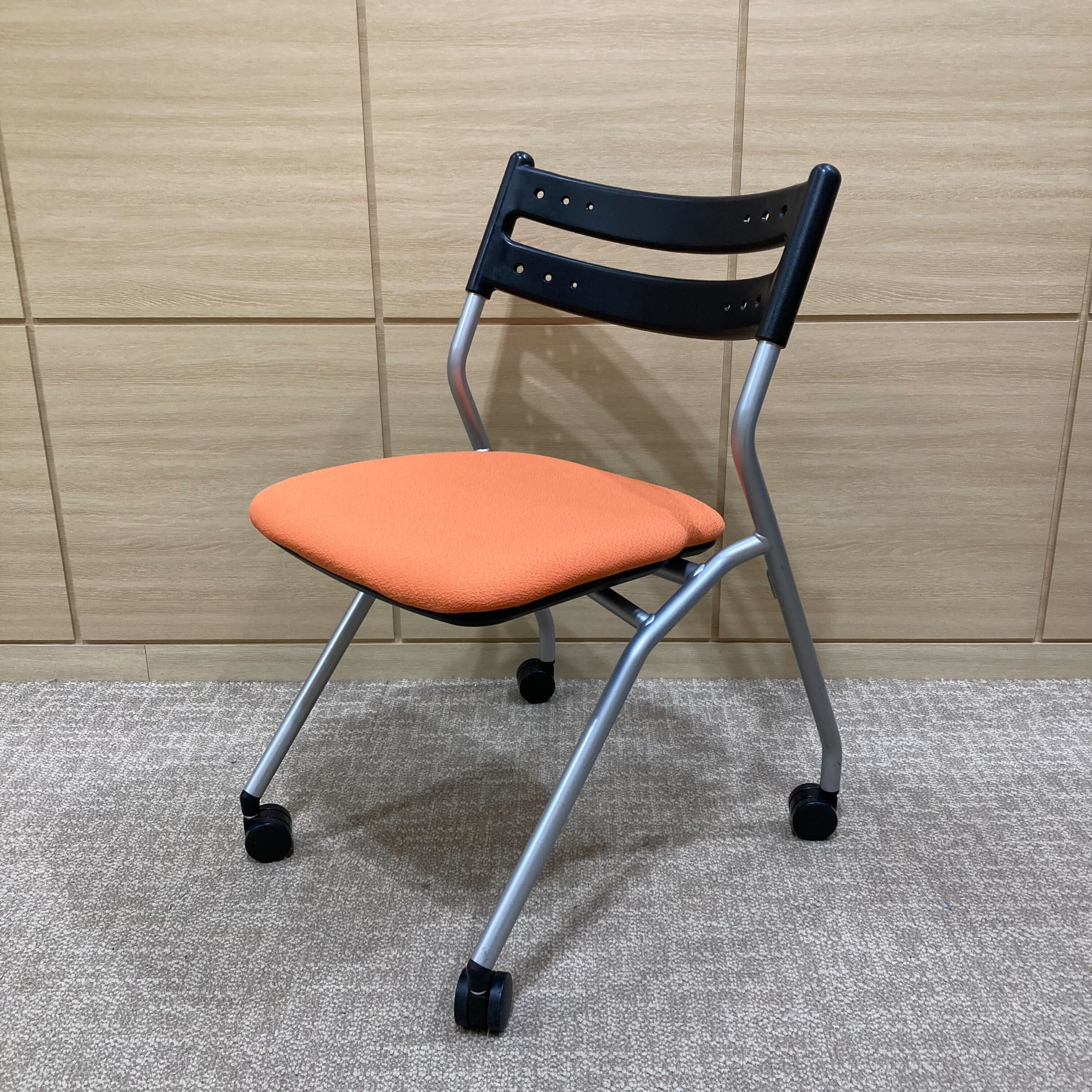 【中古A】OM-230(オーエム-230)ミーティングチェア / オレンジ＊4脚セット