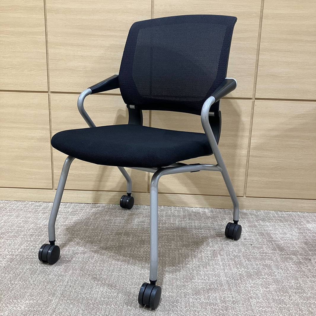 【中古S】Saterite(サテリテ) CK-791CKZB6-W　ミーティングチェア / ブラック＊4脚セット