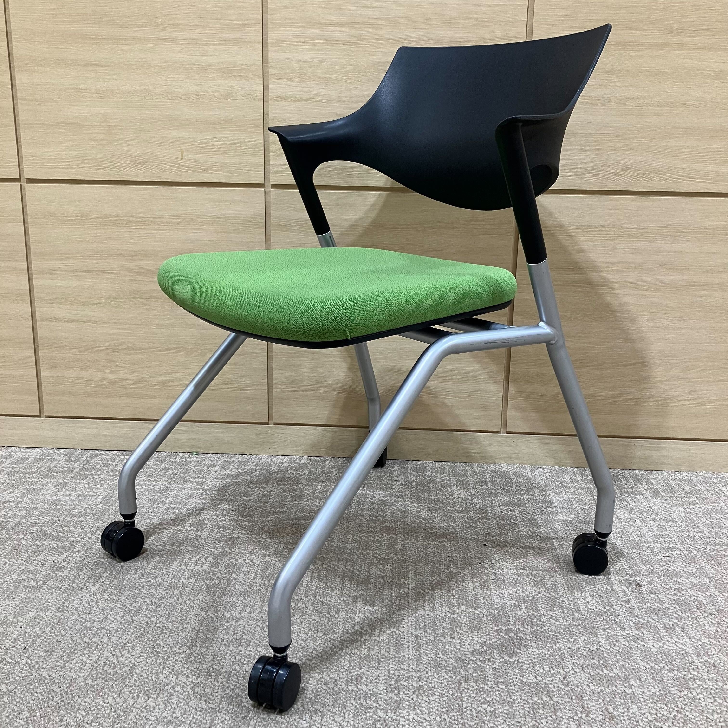 【中古A】M-500NTシリーズ MB-524NTS-N ミーティングチェア / グリーン＊4脚セット